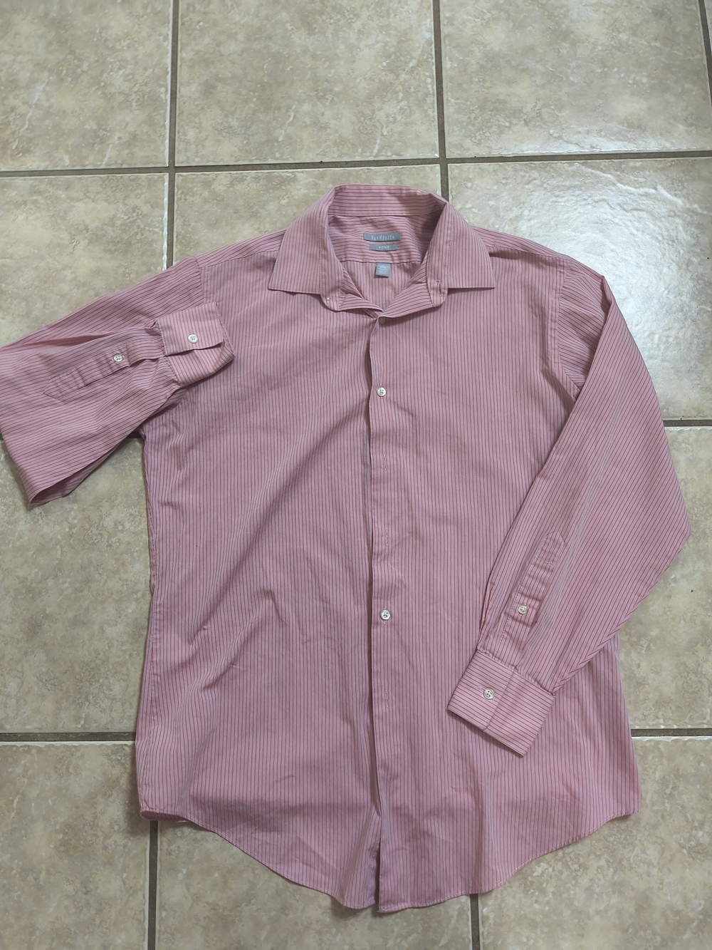Van Heusen Men's Pink Pinstripe Dress Shirt